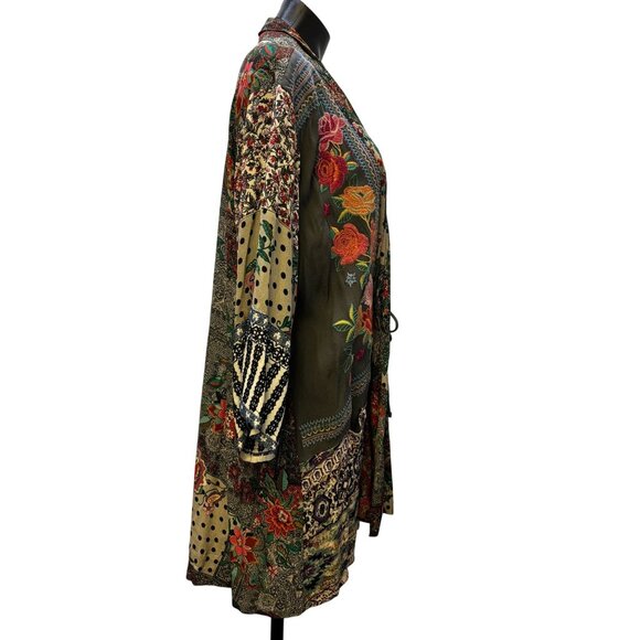 John Mark Embroidered Open-Front Kimono Cardigan XL Gray Multi - Picture 3 of 9